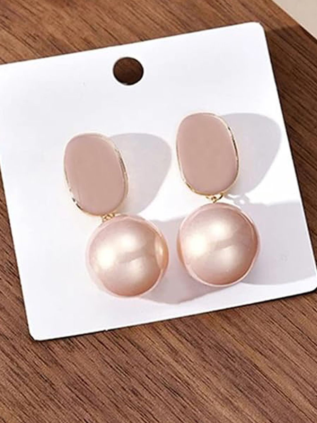 

BEYTER Sterling Silver Artificial Stone Studded Oval Shaped Drop Earring, Peach