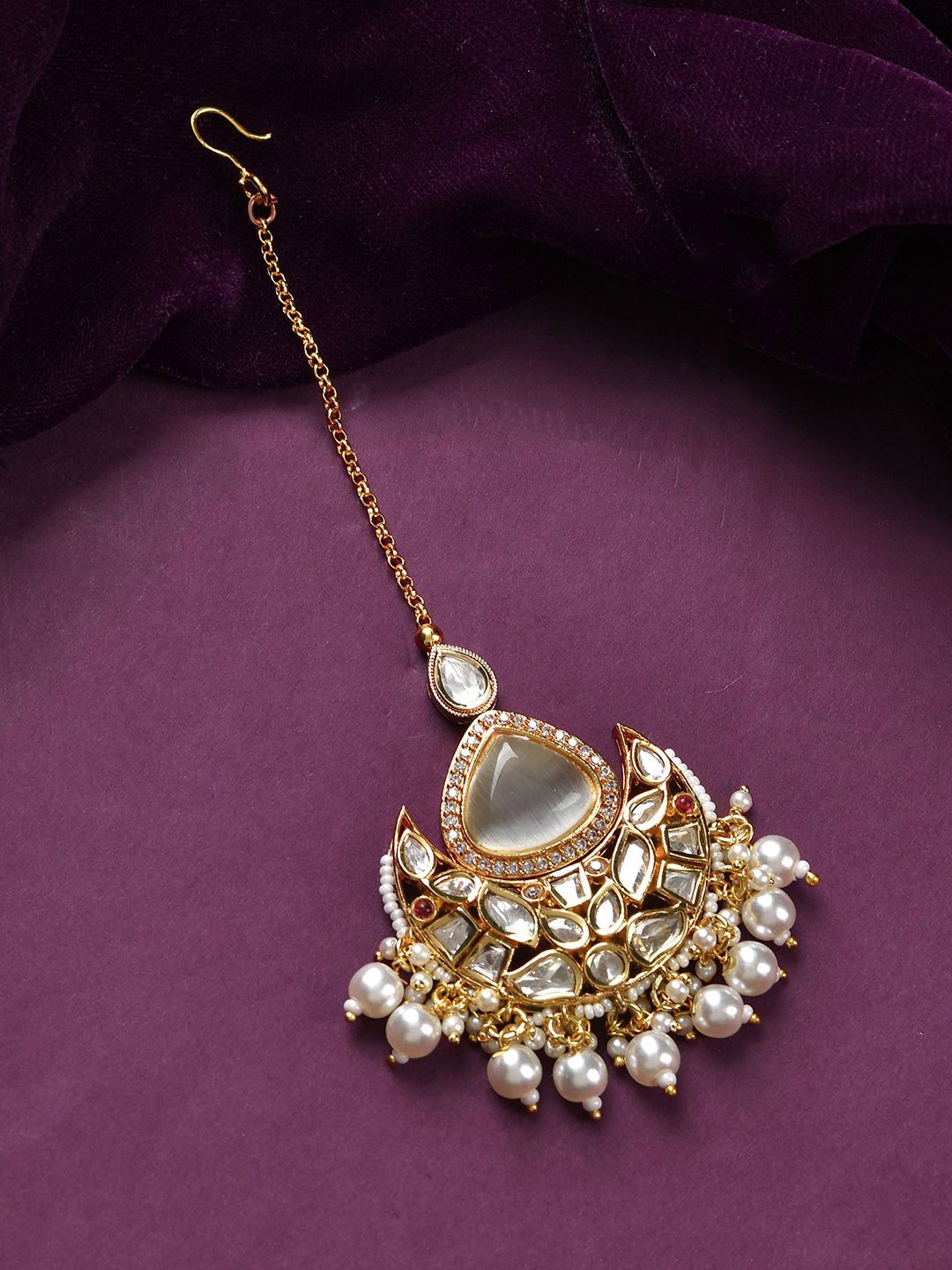 

Voylla Gold-Plated Kundan Studded Maang Tikka Head Jewellery