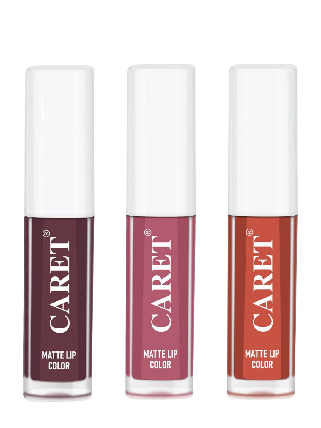 

CARET ORGANIC Set Of 3 Long Lasting Liquid Matte Lipsticks - 2 ml Each - 7-2-6, Pink