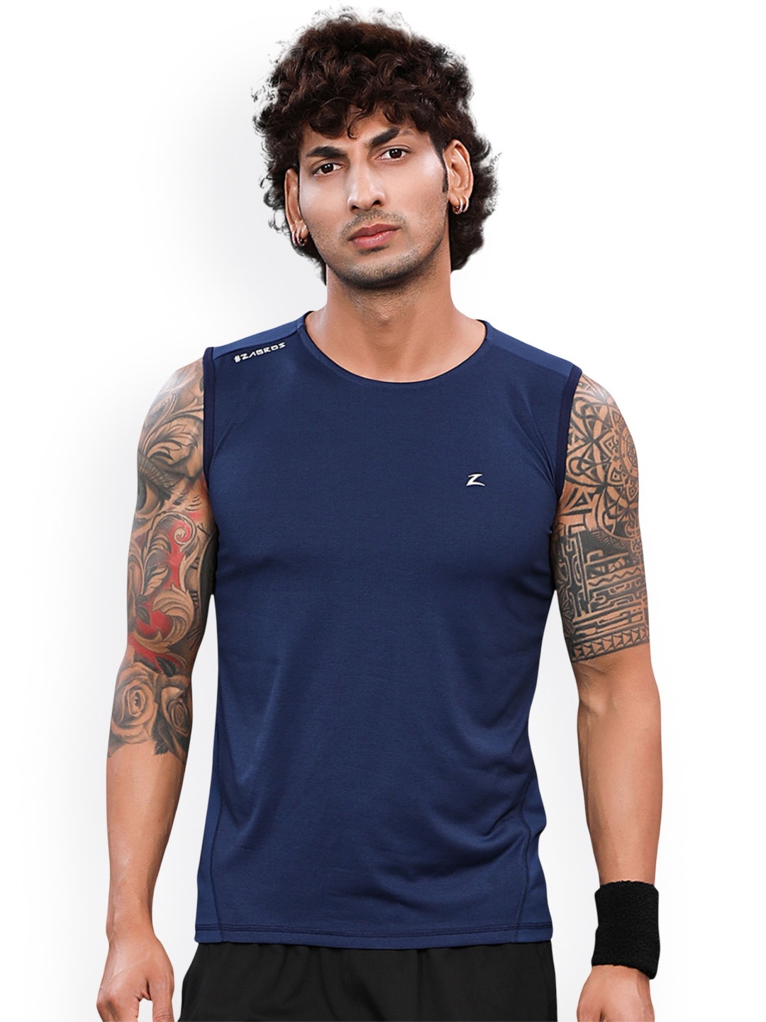 

Z Zagros Men Active Wear Gym Vest, Navy blue