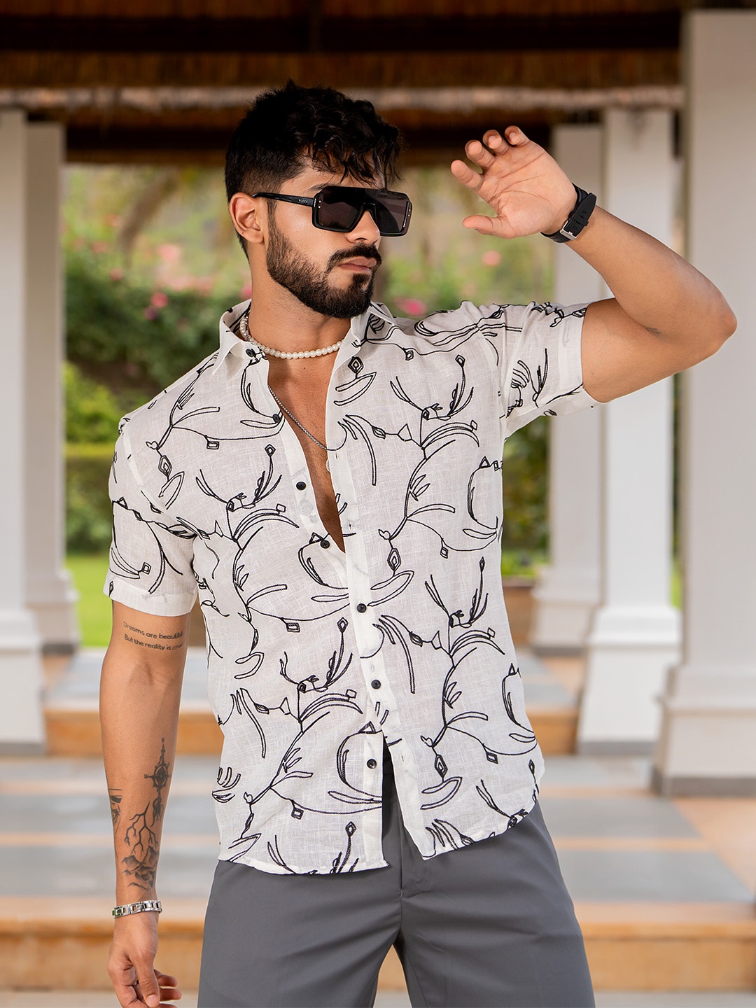 

Tistabene Men Comfort Opaque Printed Casual Shirt, White
