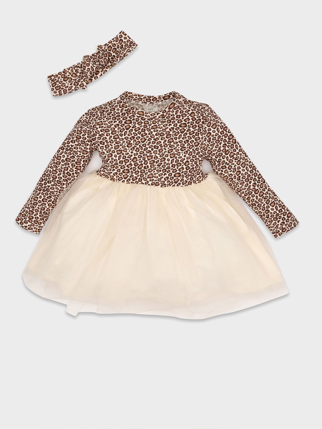 

DeFacto Girls Animal Printed Fit & Flare Dress, Beige