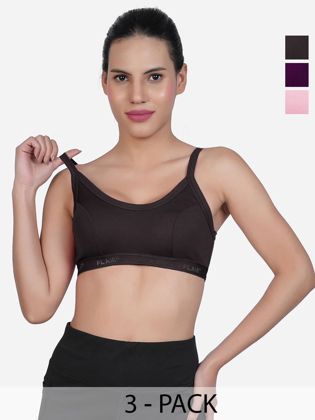 

SHYAM SONS FLAIR Women Pack Of 3 Full Coverage Workout Bra, Pink