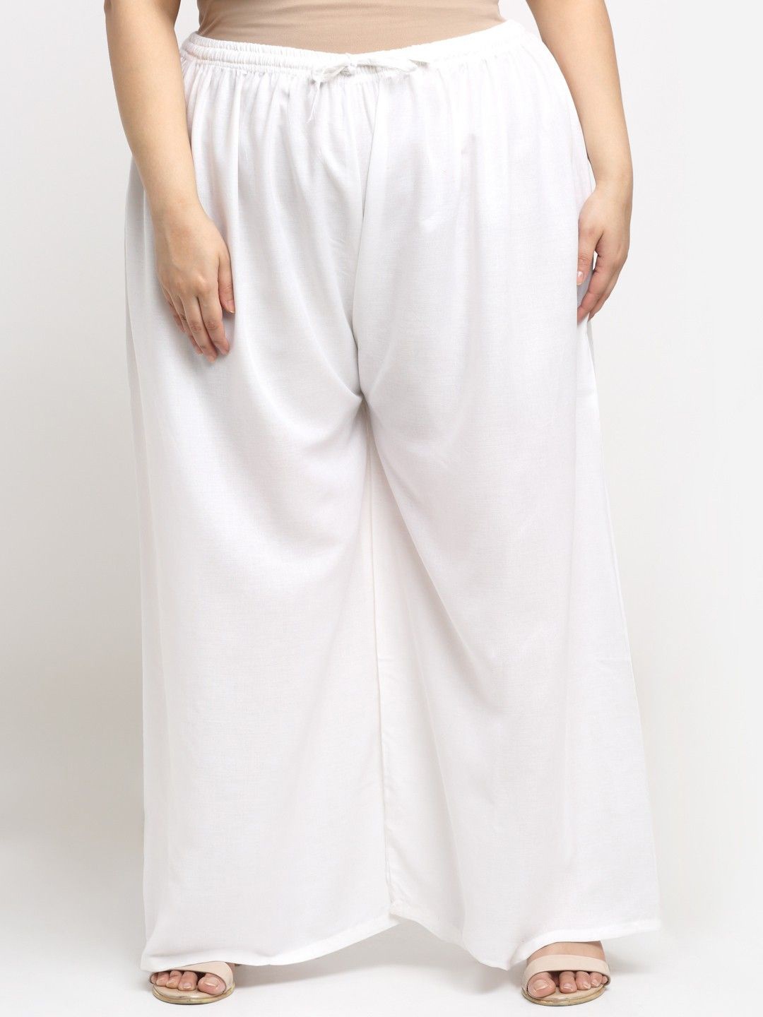 

STYLE PREZONE Women Relaxed Flared Pleated Trousers, White