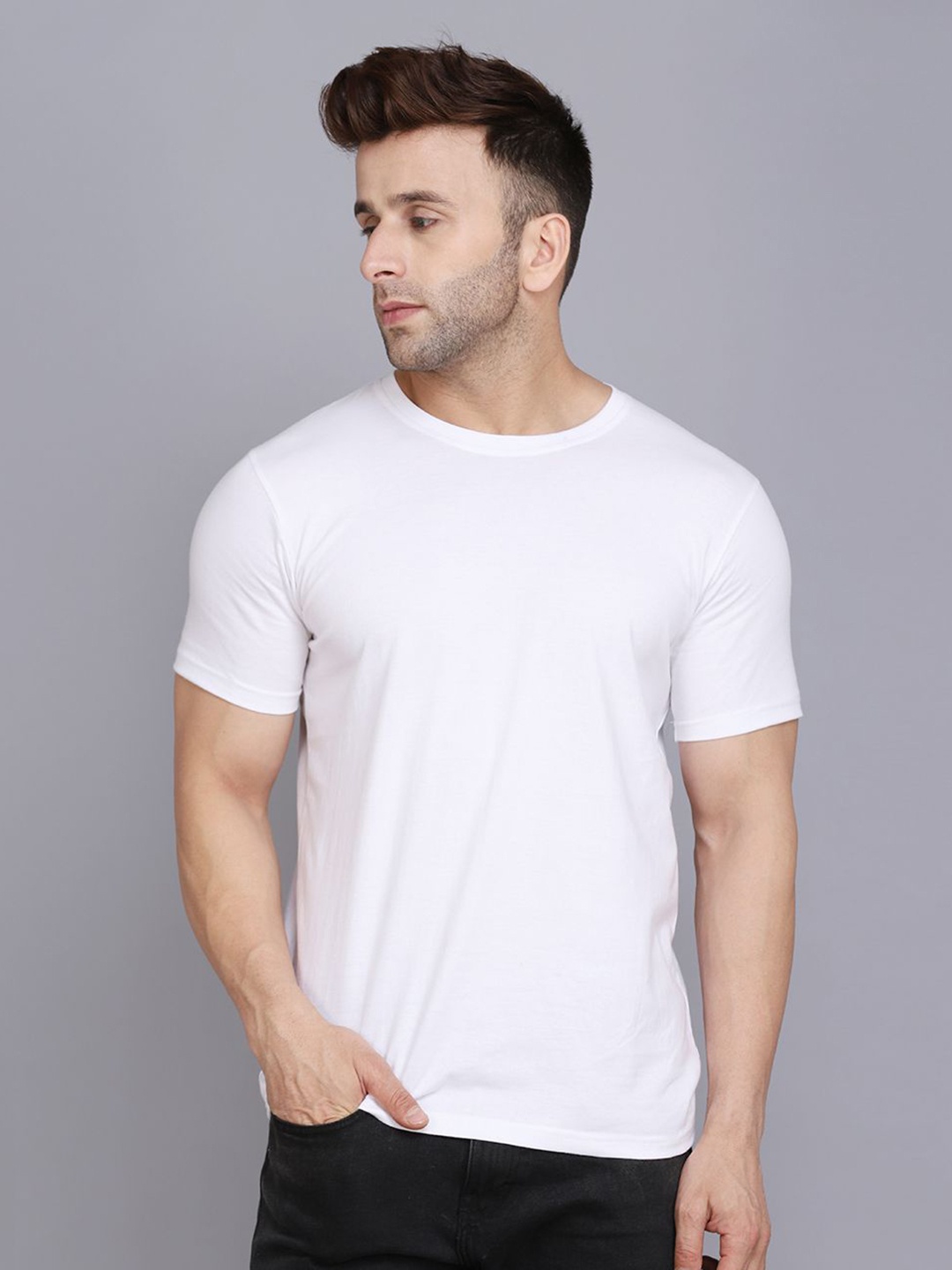 

WOOSTRO Men 2 Monochrome Slim Fit T-shirt, White