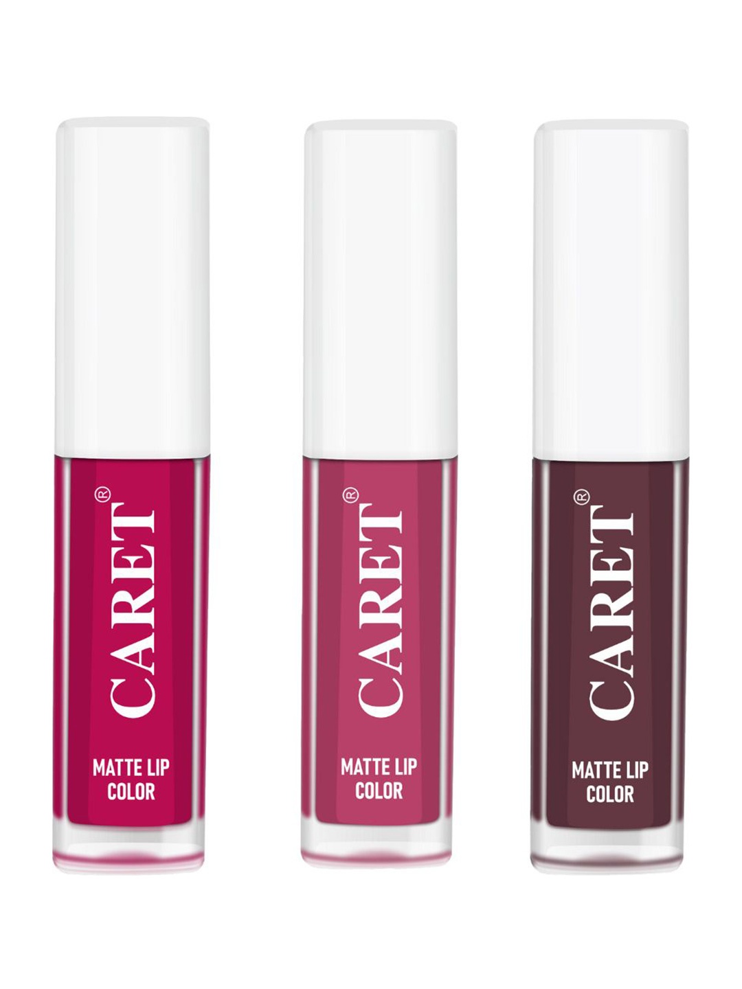 

CARET ORGANIC Set Of 3 Super-Pigmented Liquid Matte Lipsticks - 6 ml - 5 - 8 - 7, Pink