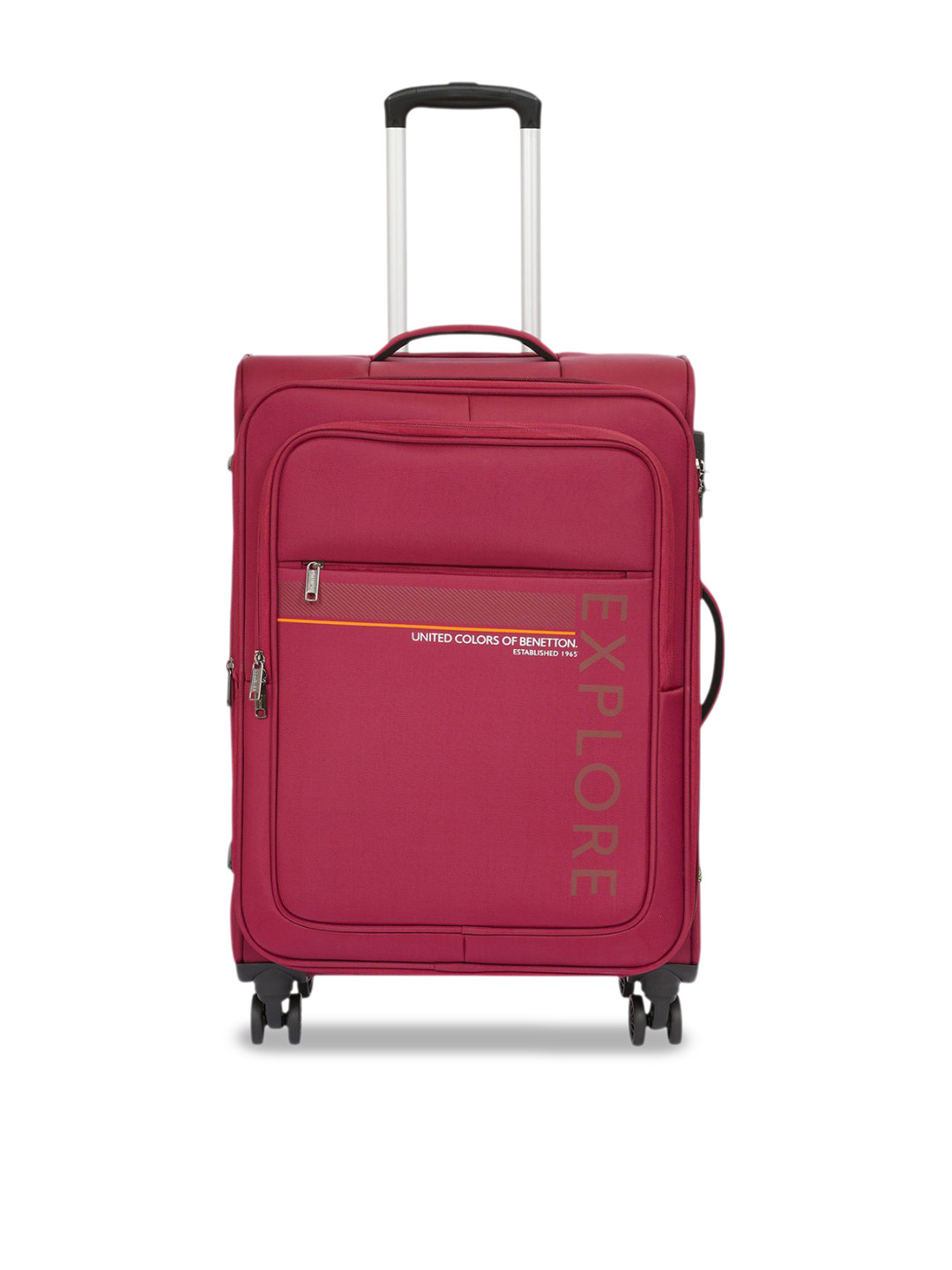 

United Colors of Benetton Unisex Garret Plus Printed Soft-Sided Medium Trolley Bag, Pink