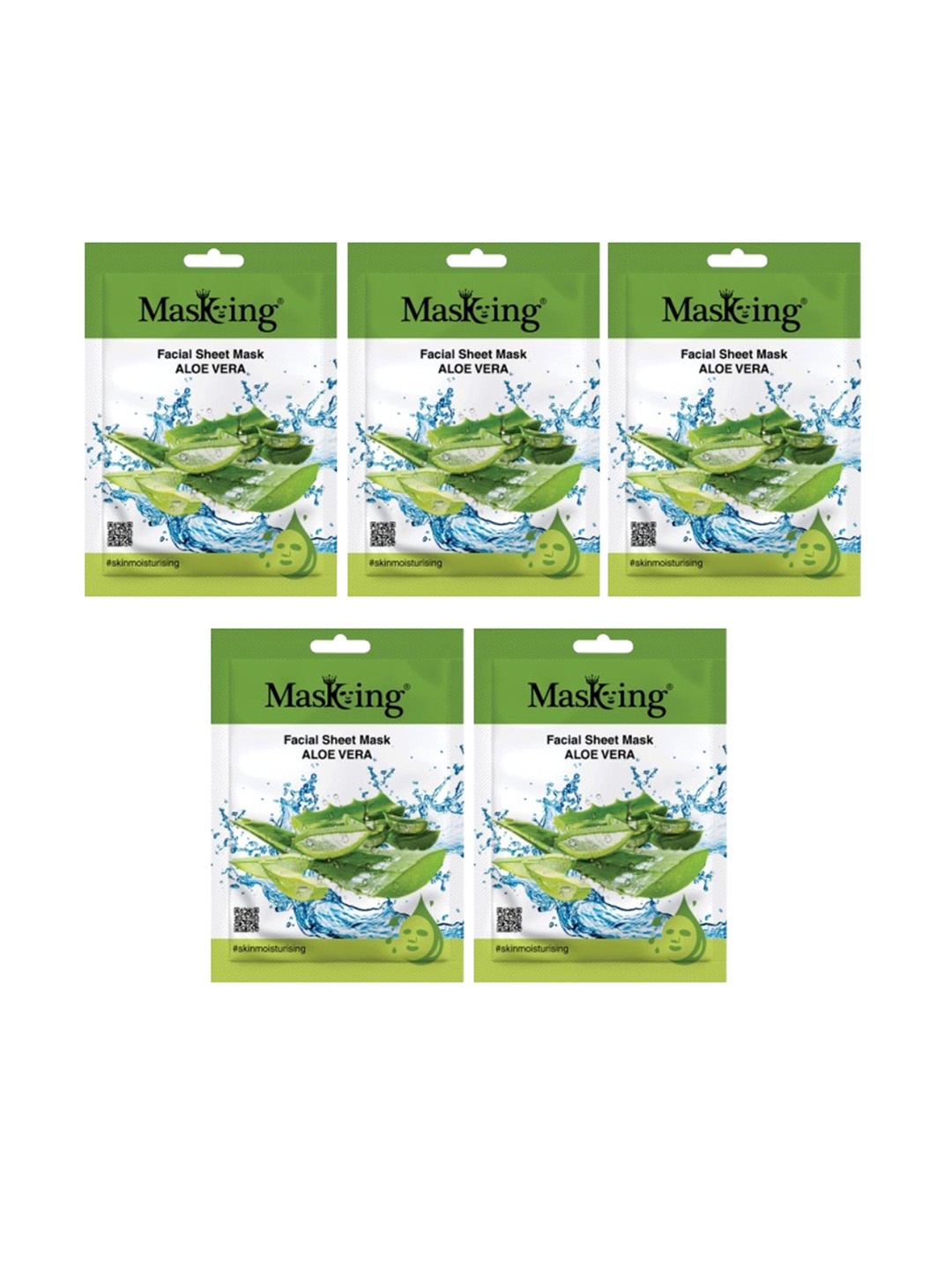 

MasKing Set Of 5 Aloe Vera Beauty Facial Sheet Masks, White