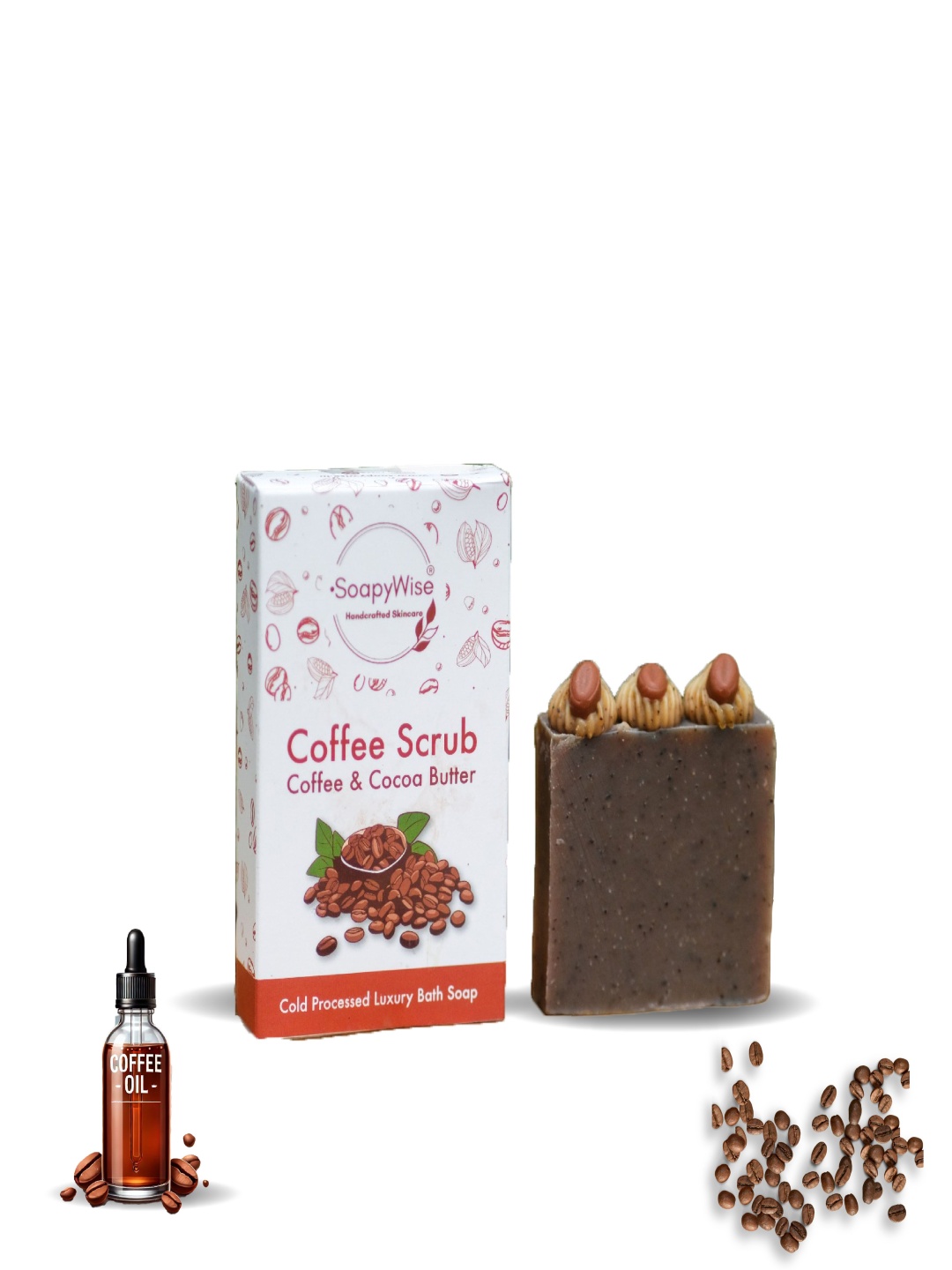 

SOAPYWISE Natural Coffee & Cocoa Butter Bathing Soap -90g, Brown