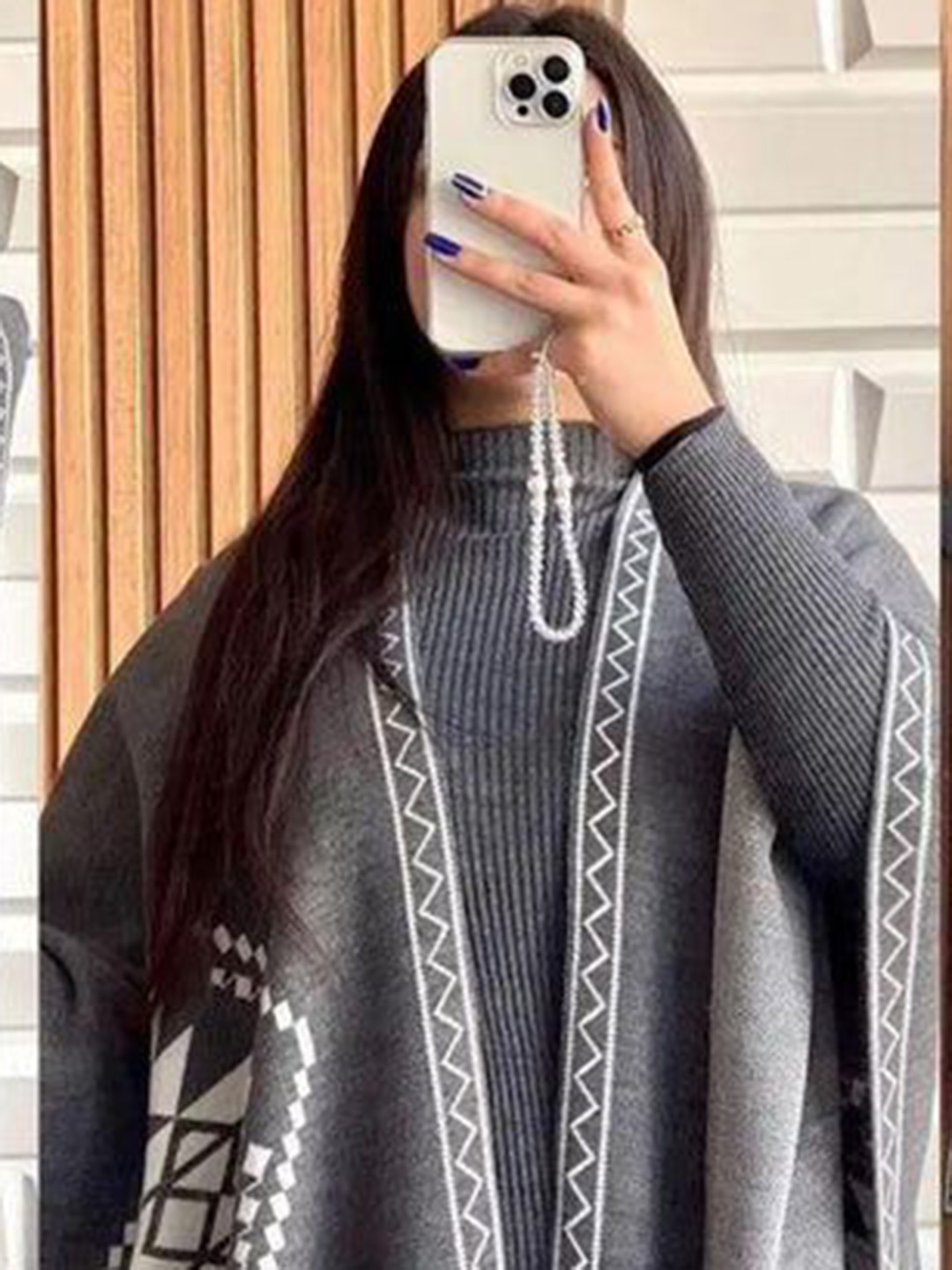 

PANKH Self Design Sweater & Trousers with Shrug, Grey