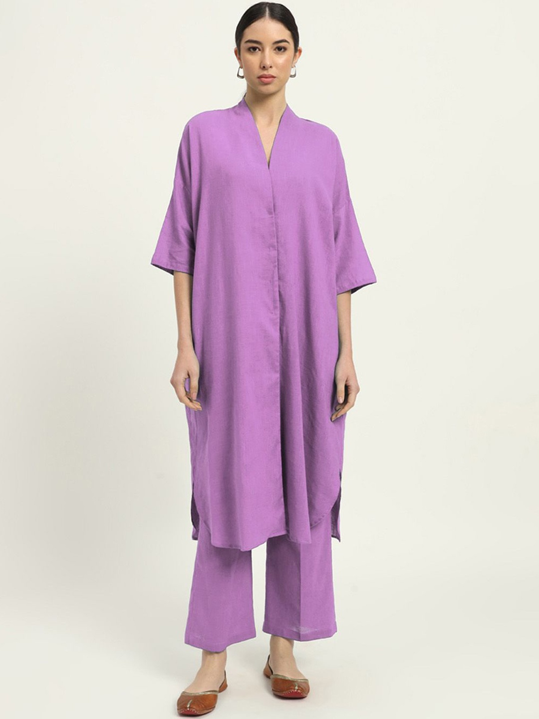 

Thevasa Pure Cotton Ethnic Co-Ords, Purple