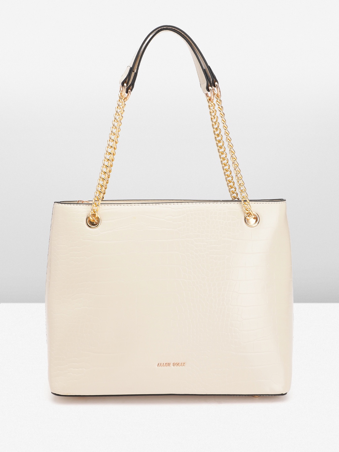 

Allen Solly Croc Textured Structured Shoulder Bag, Off white