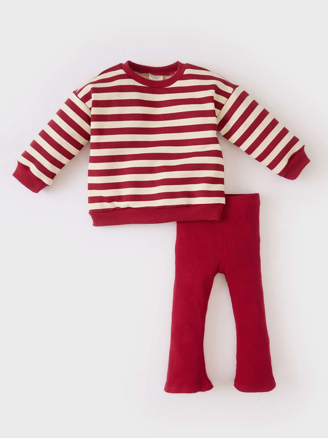 

DeFacto Girls Striped Long Sleeves Sweatshirt With Leggings, Red