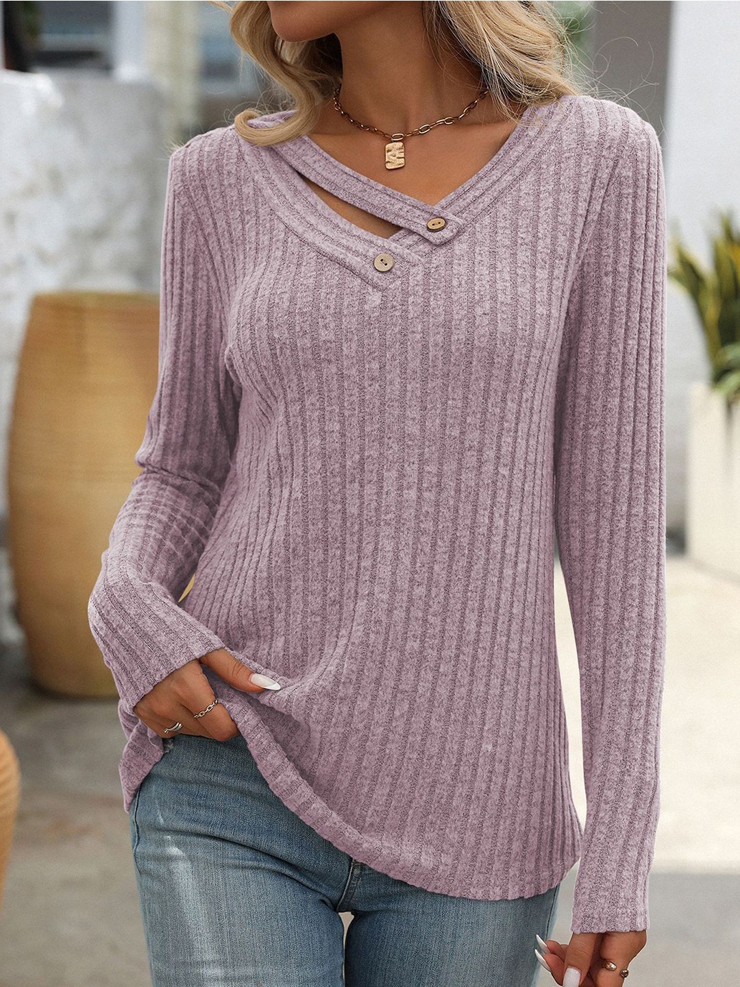 

StyleCast x Revolte Women Striped Pullover Sweater, Purple