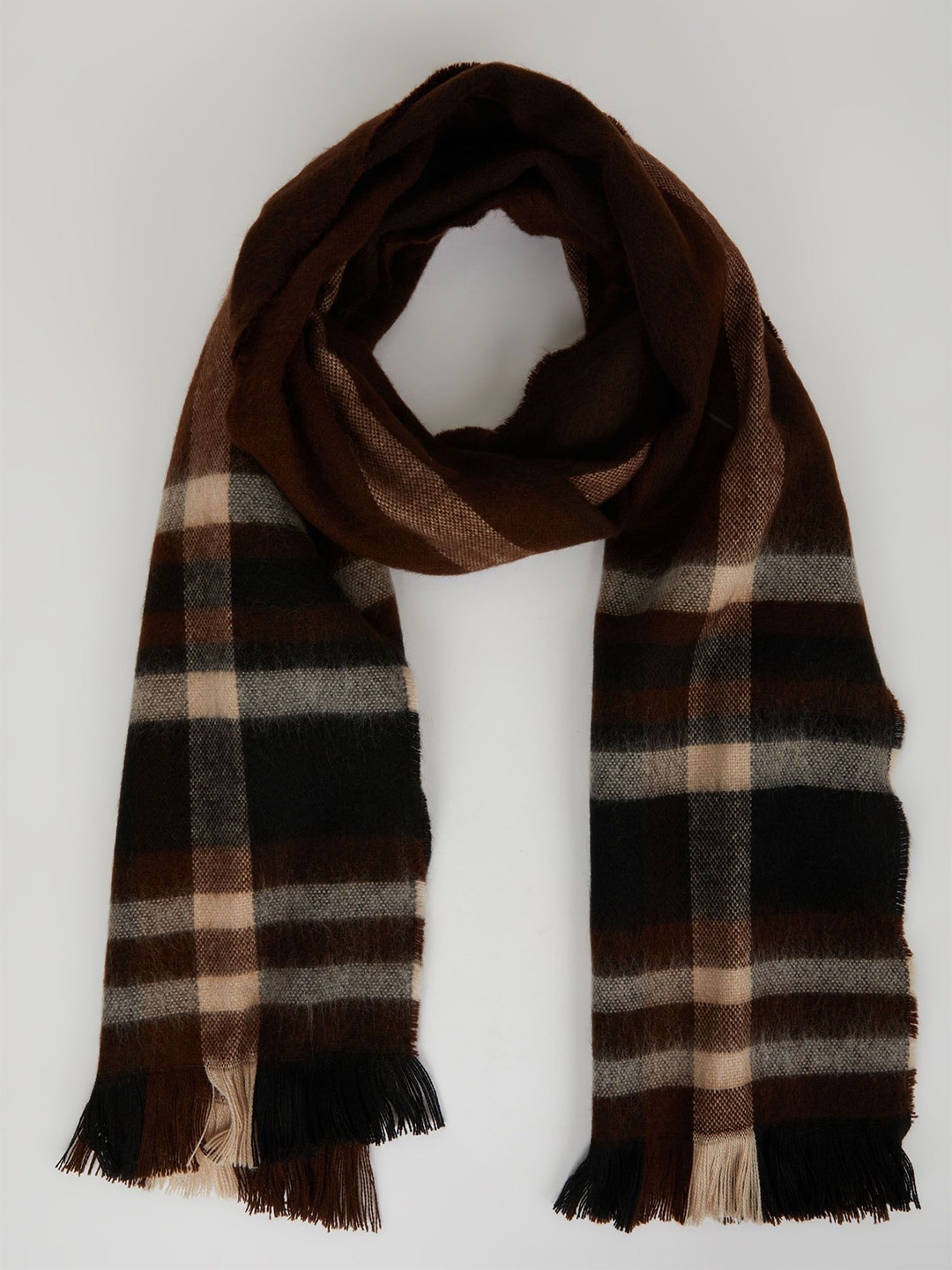 

DeFacto Men Checked Scarf, Brown