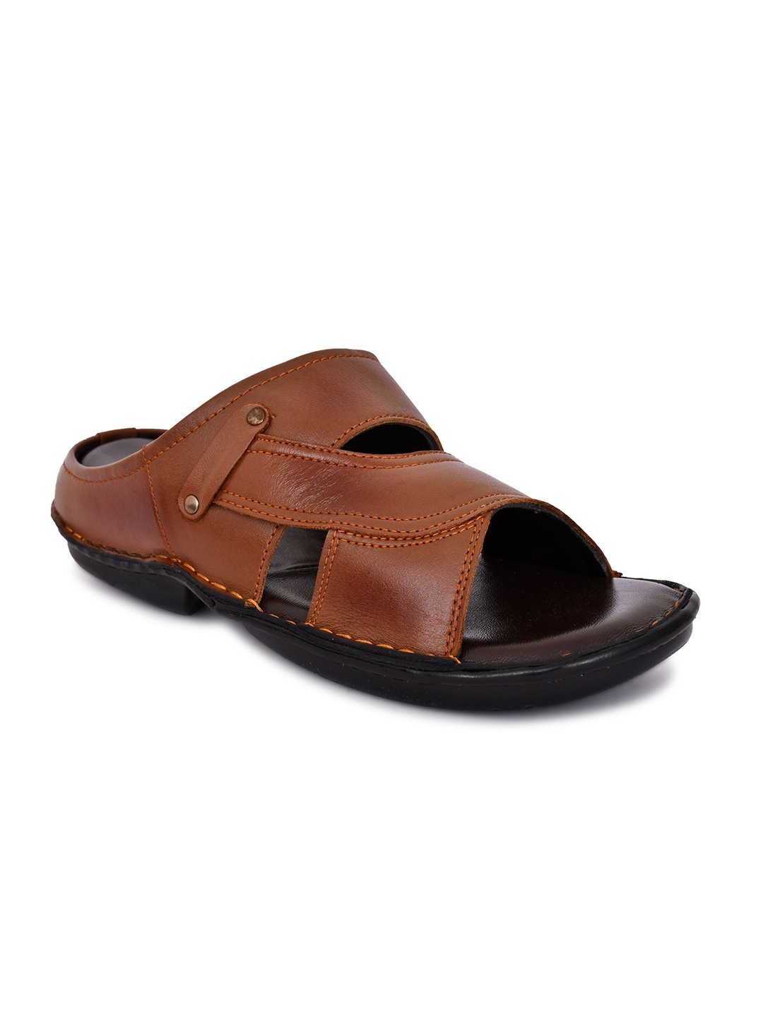 

ROYAL CRUZZ Men Leather Comfort Sandals, Tan