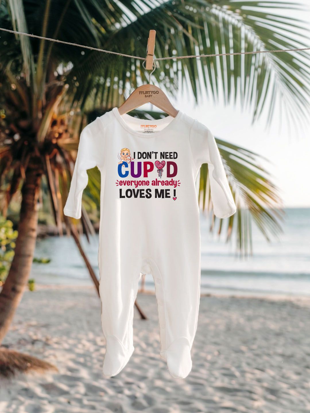 

FFLIRTYGO Infants Valentine Day Printed Cotton Sleepsuit, White