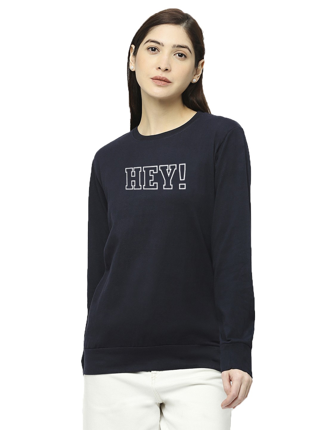 

STATUS MANTRA Unisex Typography Extended Sleeves T-shirt, Navy blue