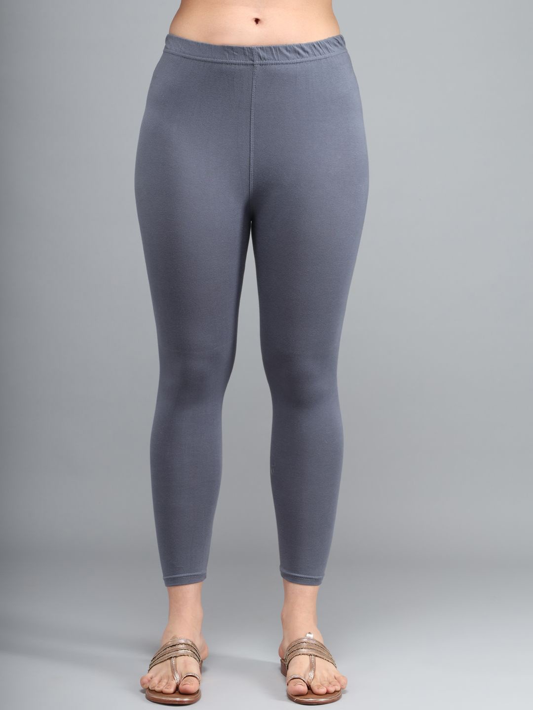 

Thread Plus Women Ankle Length Super Stretchable Solid Cotton Leggings, Steel