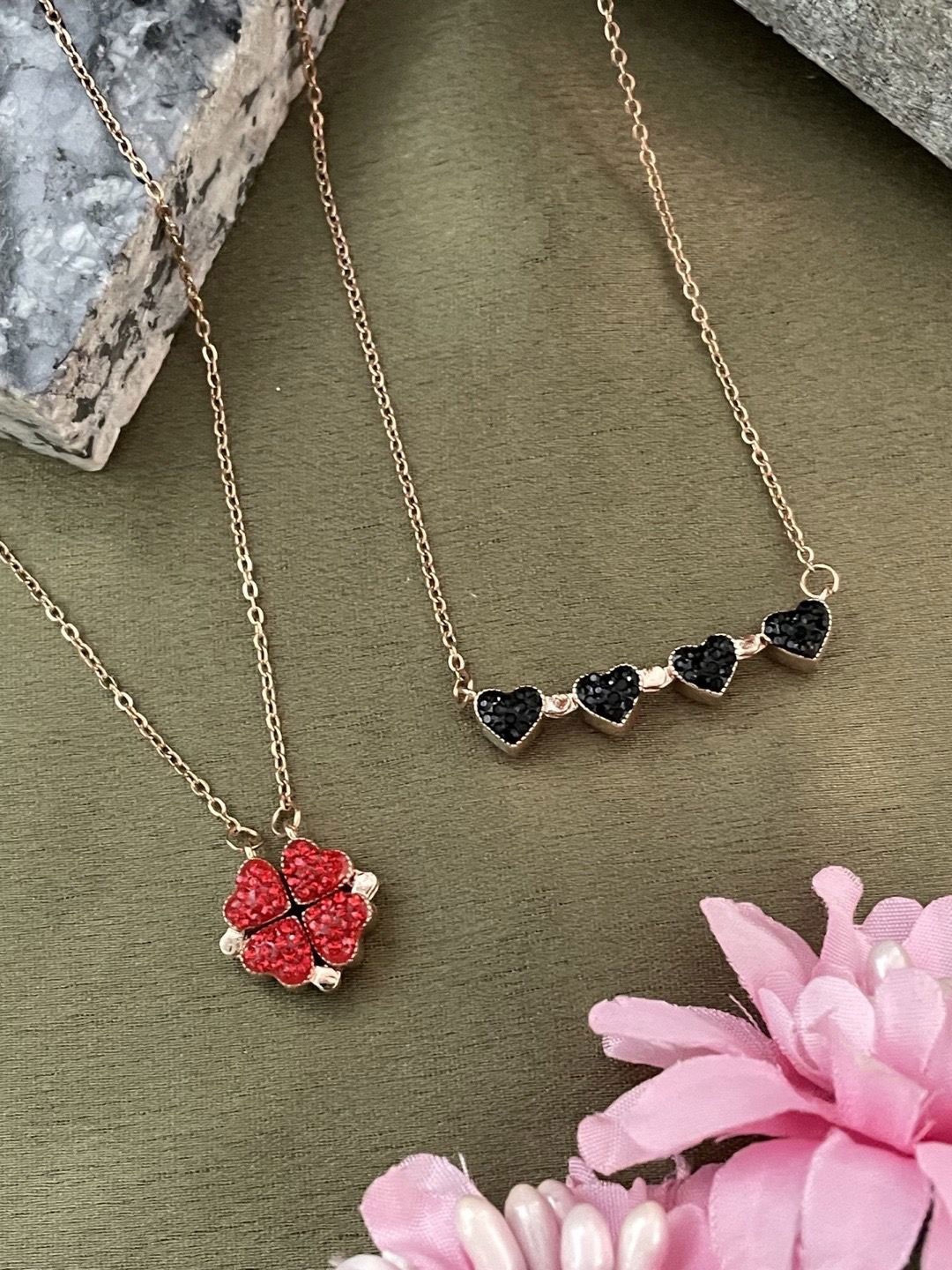 

Digital Dress Room Brass Rose Gold-Plated Artificial Stones Pendant With Chains