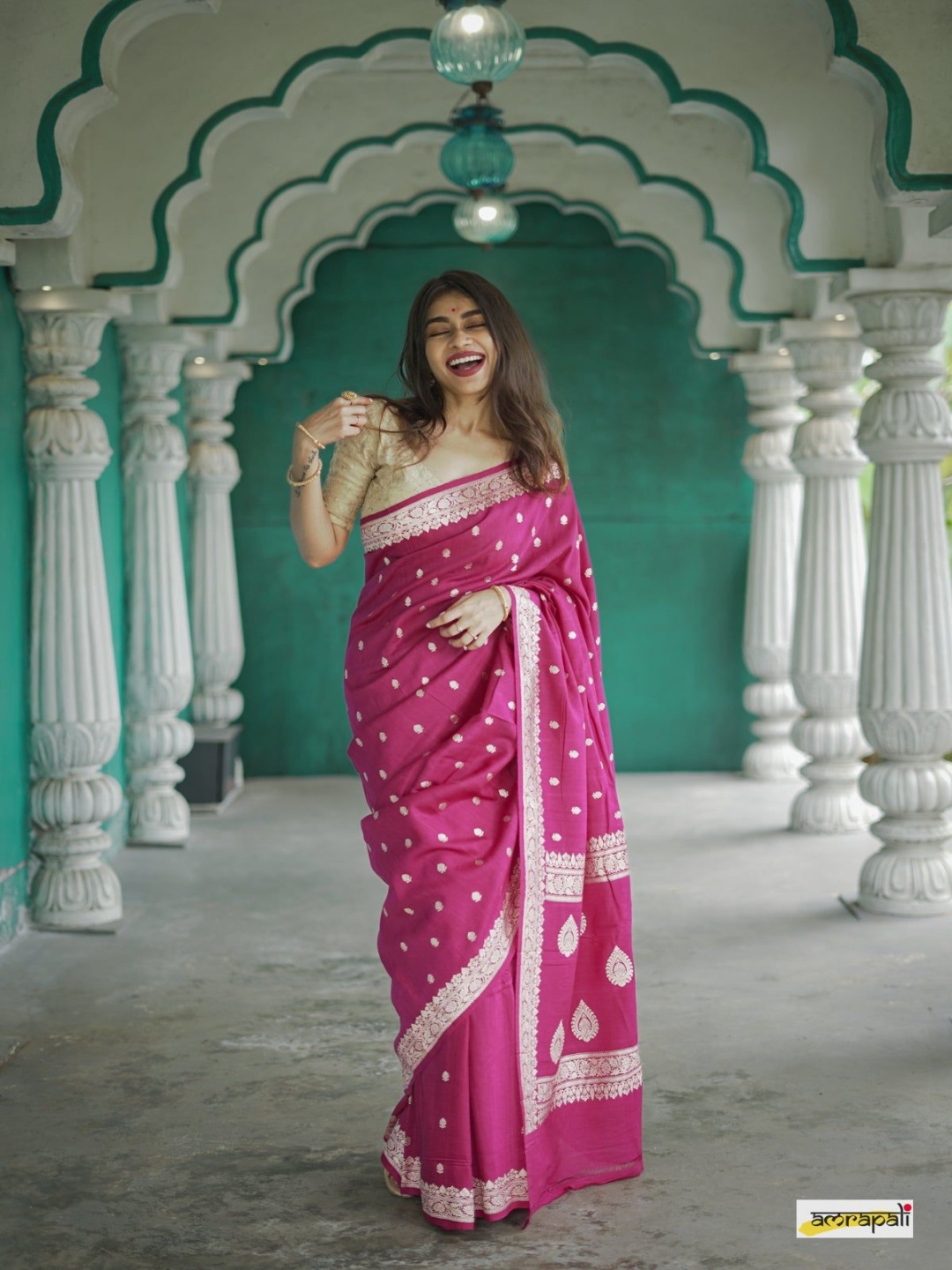 

S.K.C Woven Design Zari Banarasi Saree, Magenta