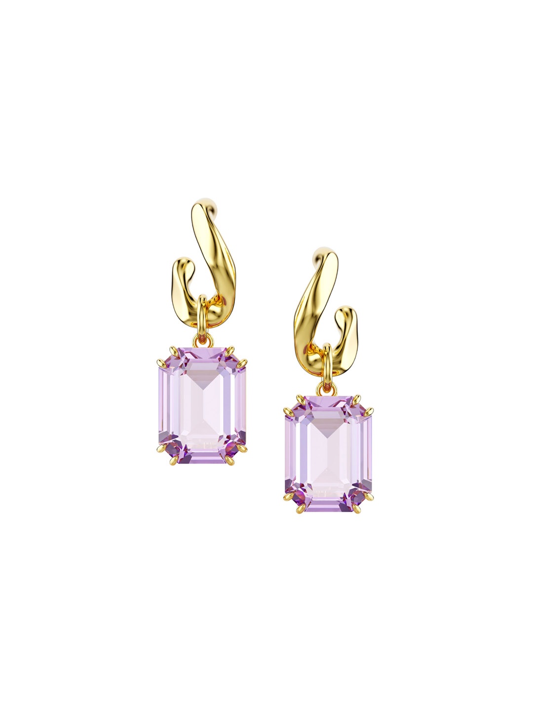 

SWAROVSKI Gold-Plated Crystal Studded Square Shaped Drop Earrings