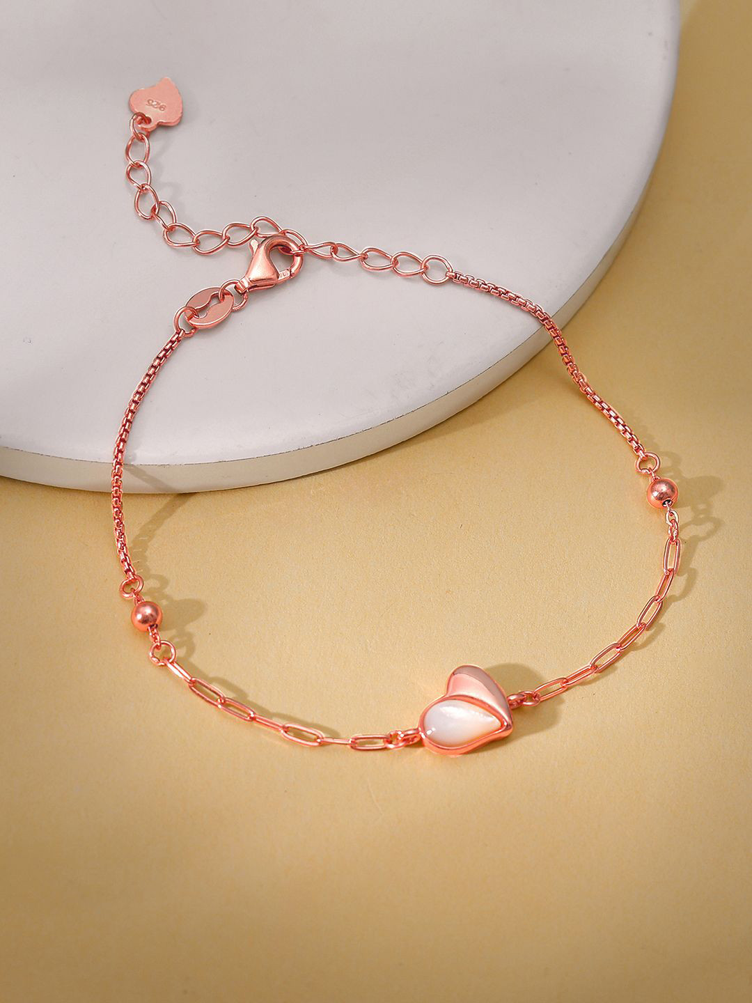 

GIVA Women Sterling Silver Rose Gold-Plated Link Bracelet