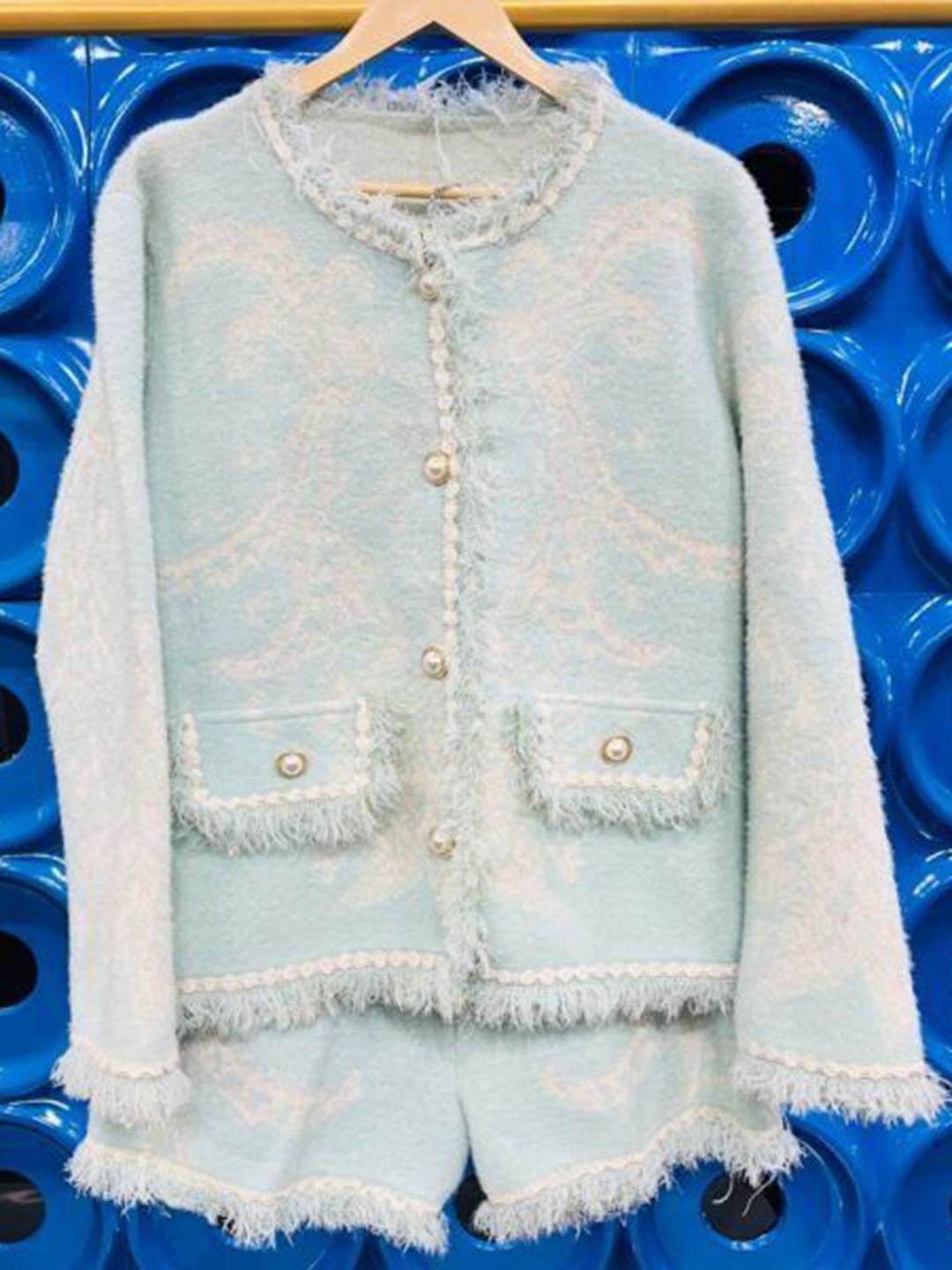 

PANKH Textured Sweater With Shorts, Blue