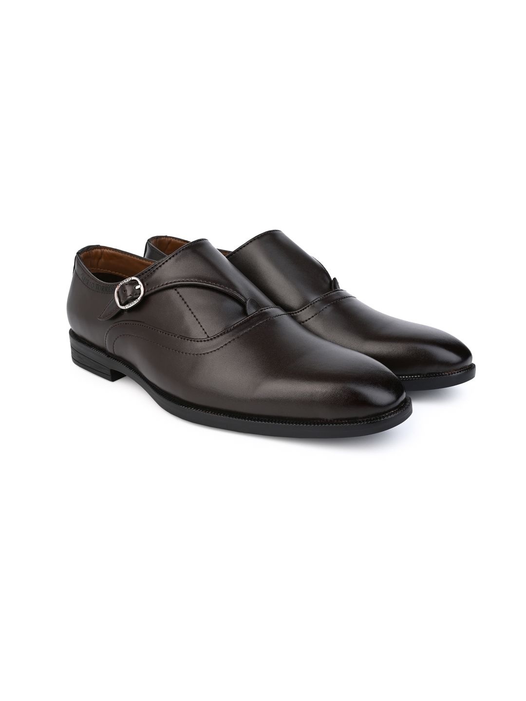 

Alberto Torresi Men Round Toe Slip-On Formal Monk Shoes, Brown