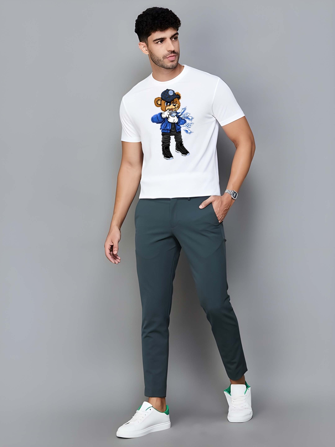 

Krimmple Men Pure Cotton T-shirt, White