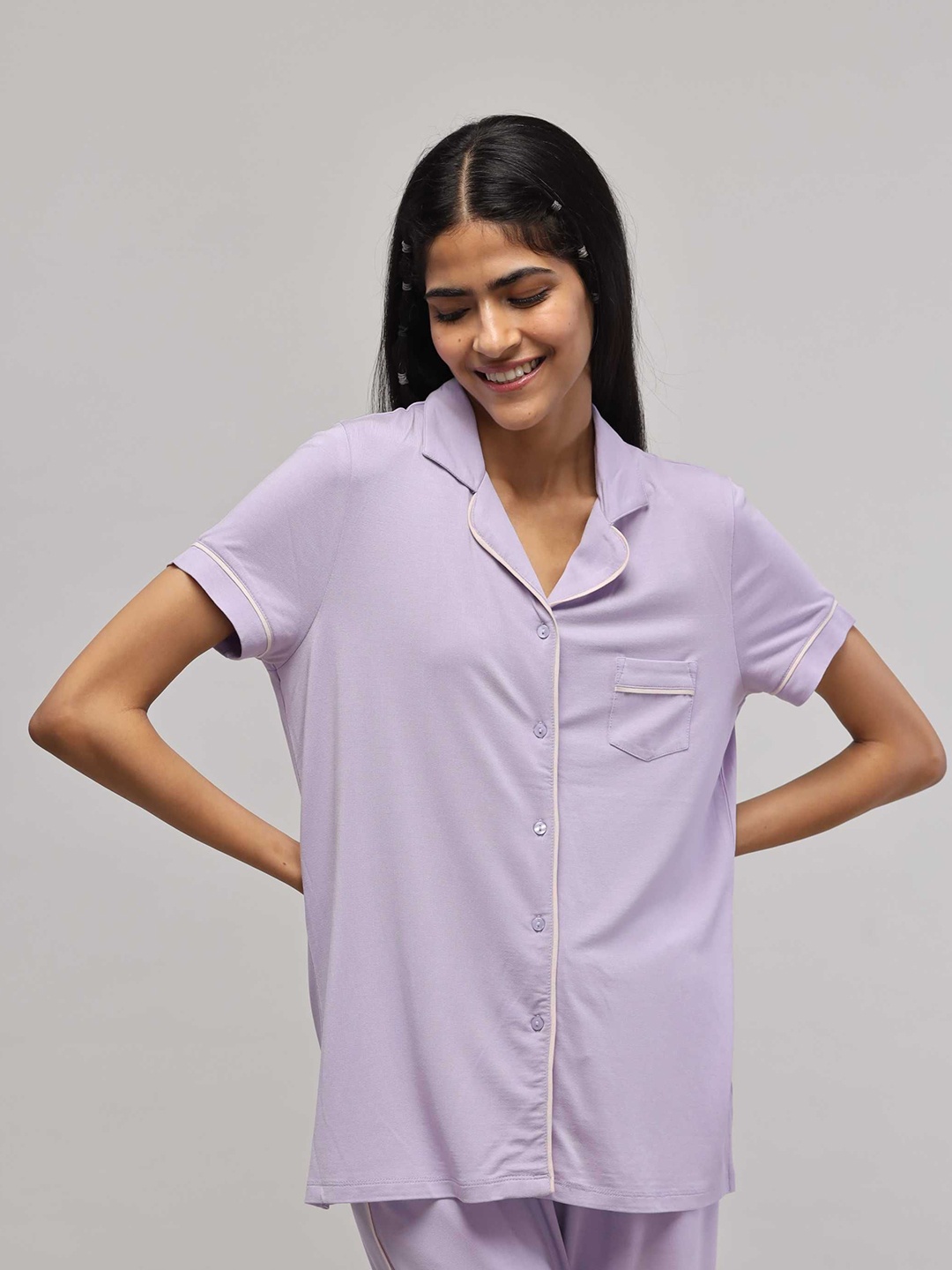 

necesera Shirt Style Top, Purple