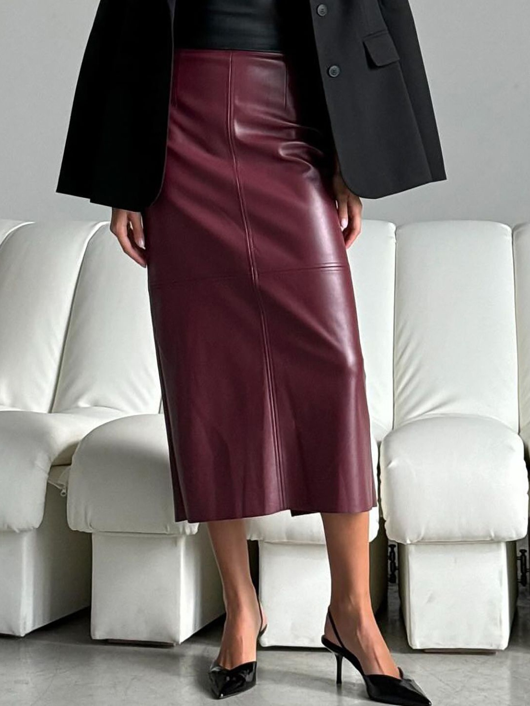 

StyleCast x Revolte Women A-Line Midi Skirt, Maroon