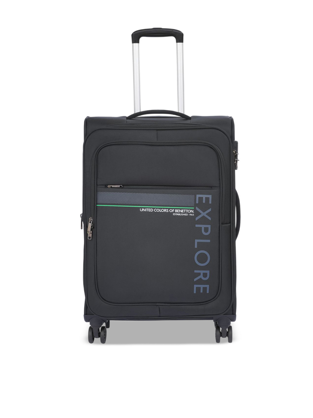 

United Colors of Benetton Unisex Garret Plus Printed Soft-Sided Medium Trolley Bag, Black