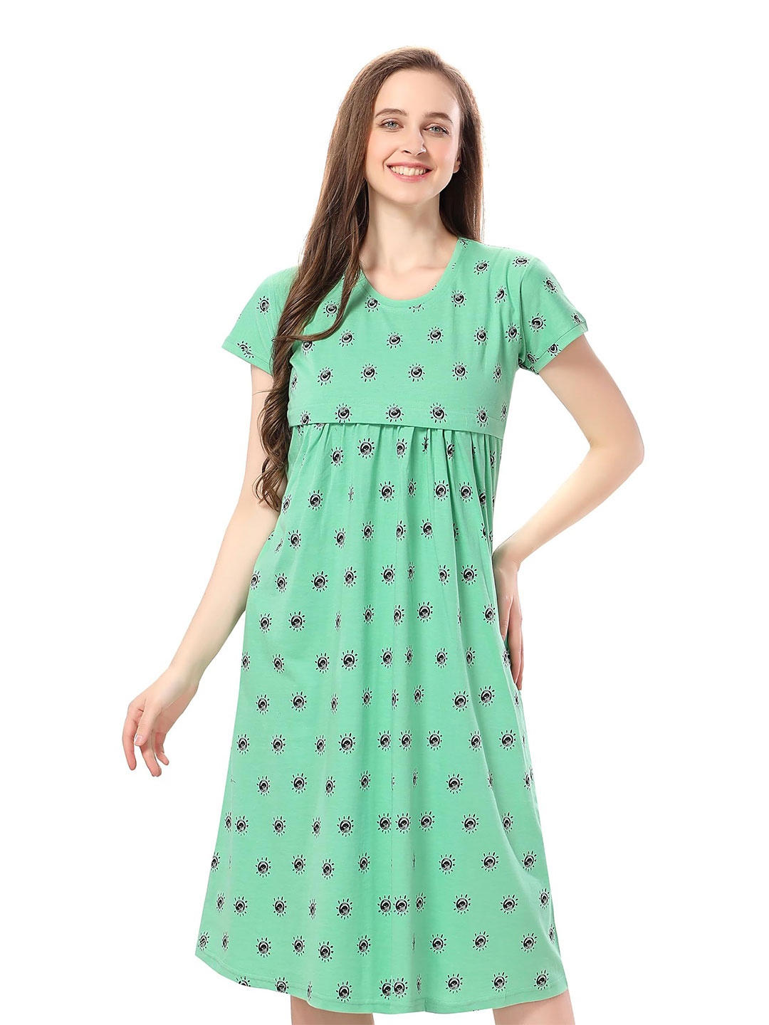 

TIGYWIGY Women Cotton Maternity Nightdress, Green