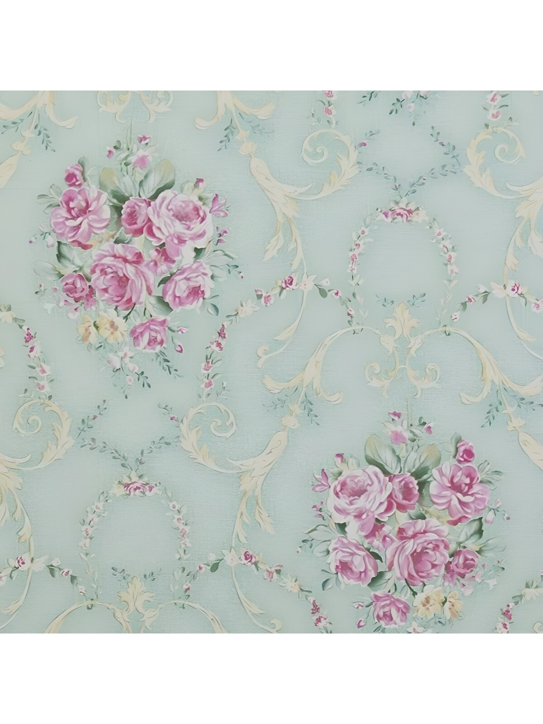 

ANNA CREATIONS Green & Pink Floral Printed Decorative Wallpaper