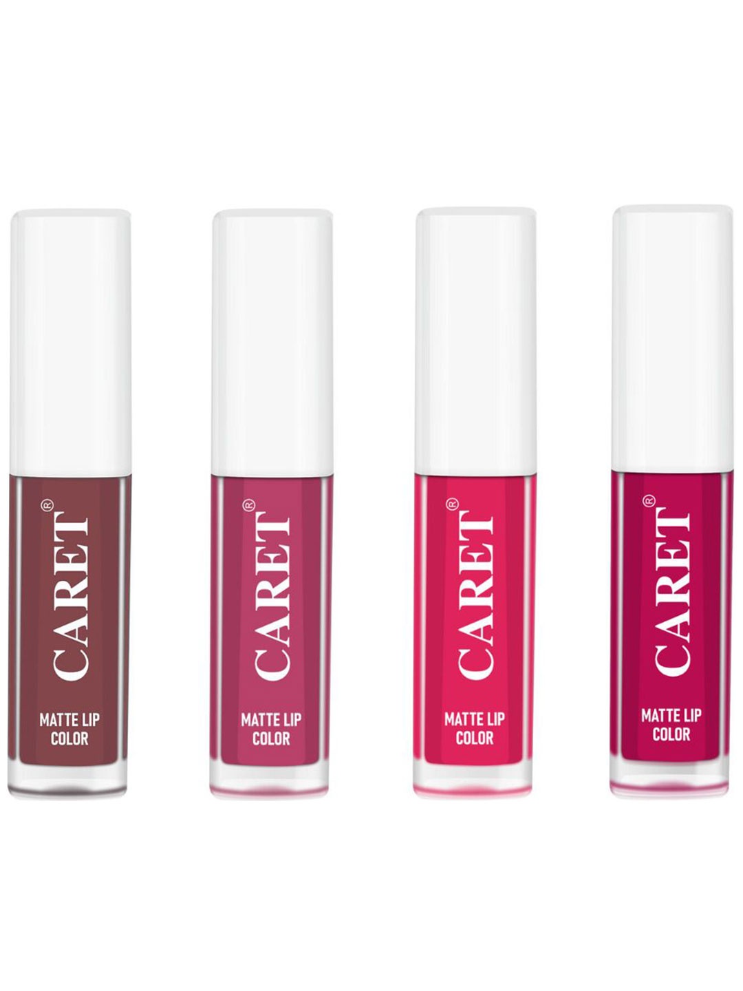 

CARET ORGANIC Set Of 4 Super-Pigmented Liquid Matte Lipsticks - 2 ml Each - 1-8-4-5, Pink