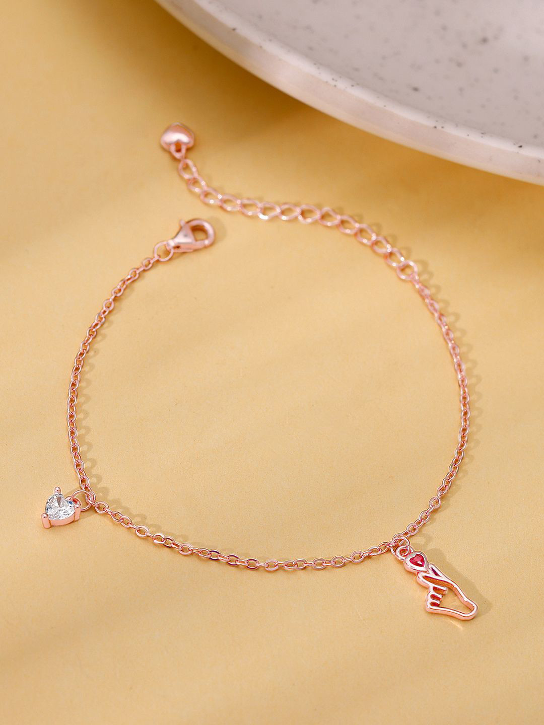 

GIVA Women Sterling Silver Rose Gold-Plated Link Bracelet