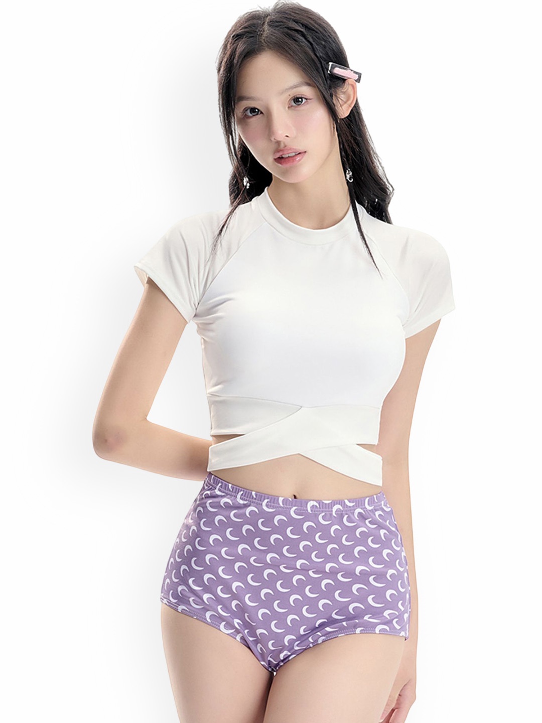 

LULU & SKY Women Swim Top with Briefs & Shorts, Purple