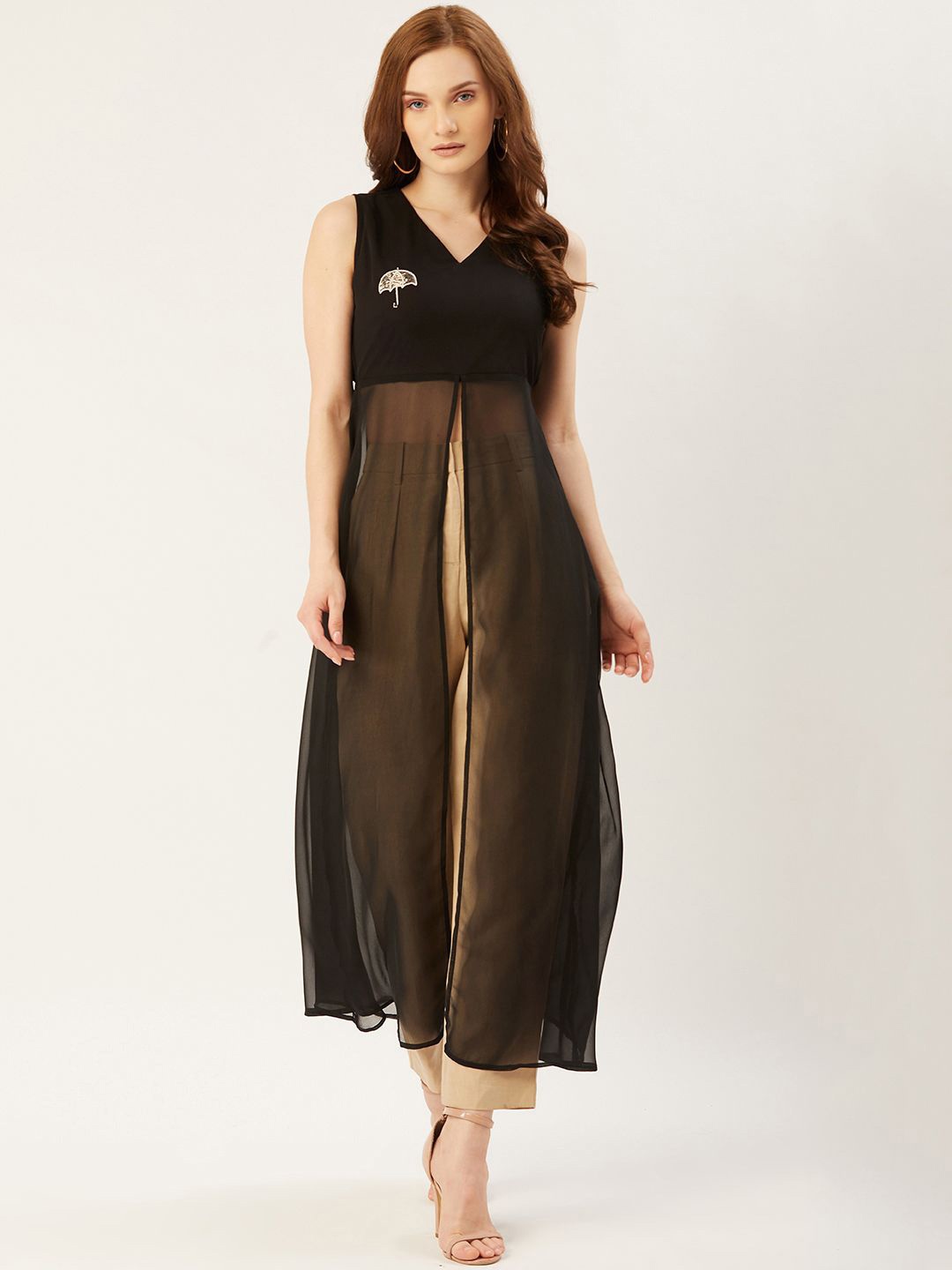 

Moda Rapido Embellished Georgette A-Line Dress, Black