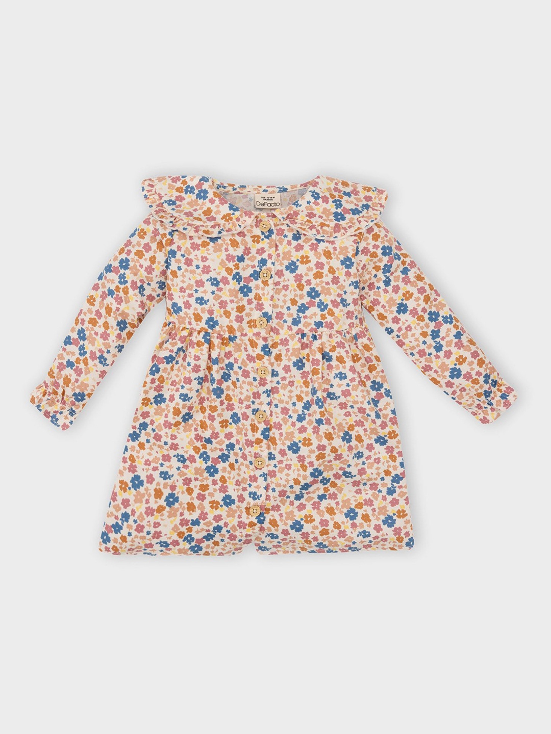 

DeFacto Girls Floral Printed Off-Shoulder A-Line Dress, Beige