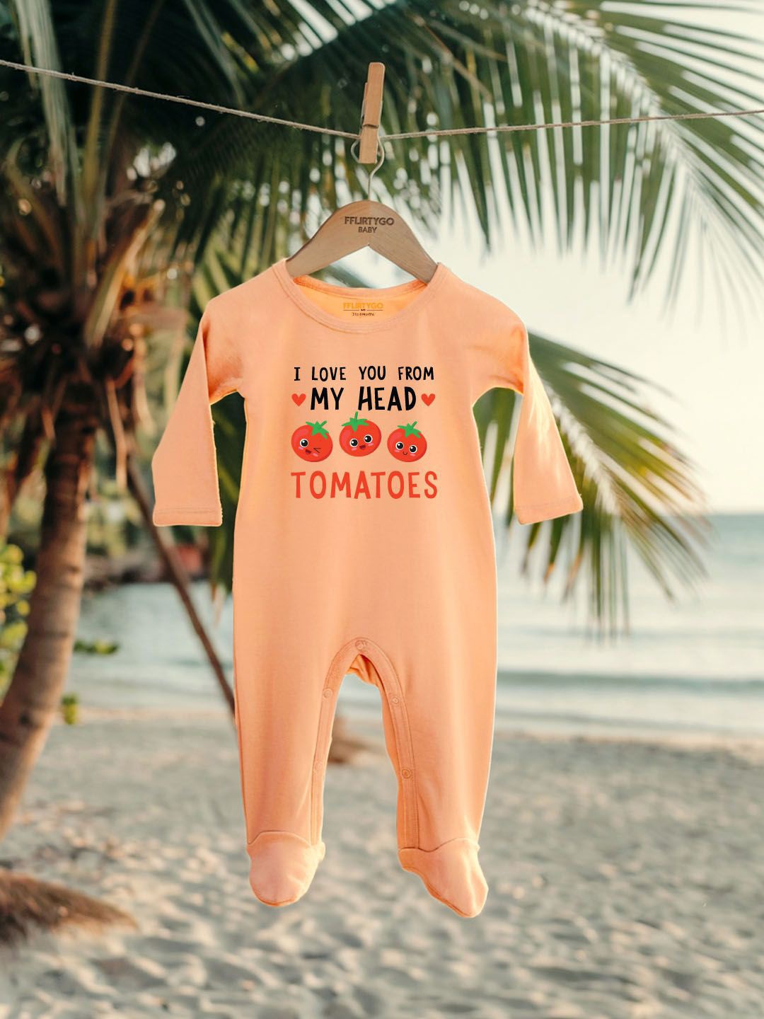 

FFLIRTYGO Infants Kids Typography Printed Pure Cotton Sleepsuit, Peach