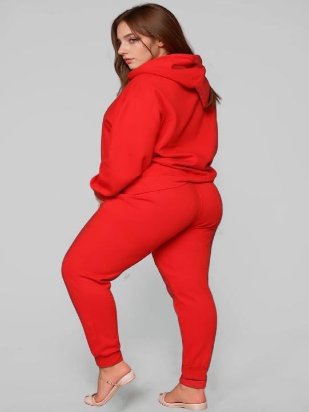 

NOTWILD Women Cotton Hooded Tracksuit, Red