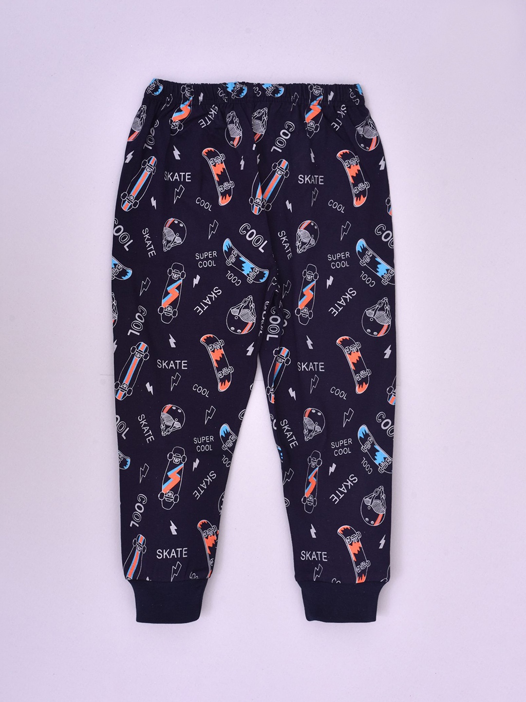 

BAESD Kids Printed Cotton Mid-Rise Joggers, Navy blue