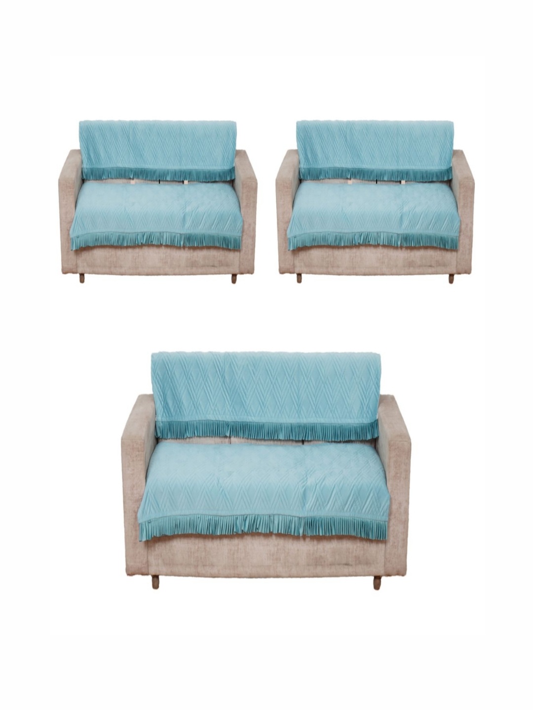 

Fashion Throw Turquoise Blue 6 Pieces Velvet 7 Seater Sofa Covers