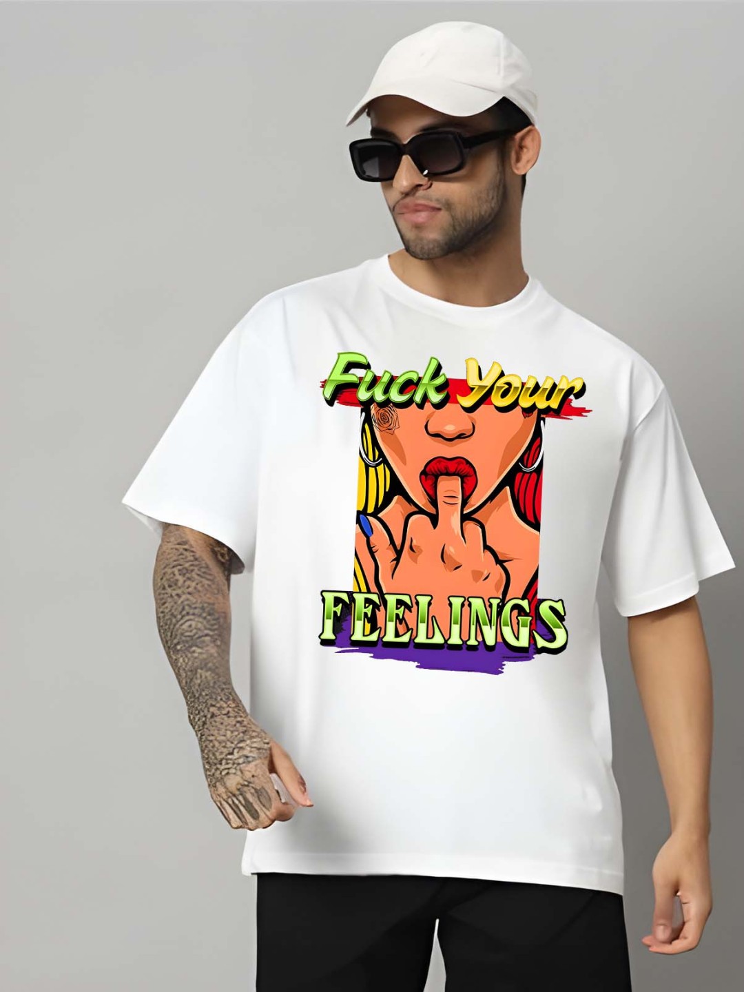 

Moda Rapido Men Drop-Shoulder Sleeves Pure Cotton T-shirt, White