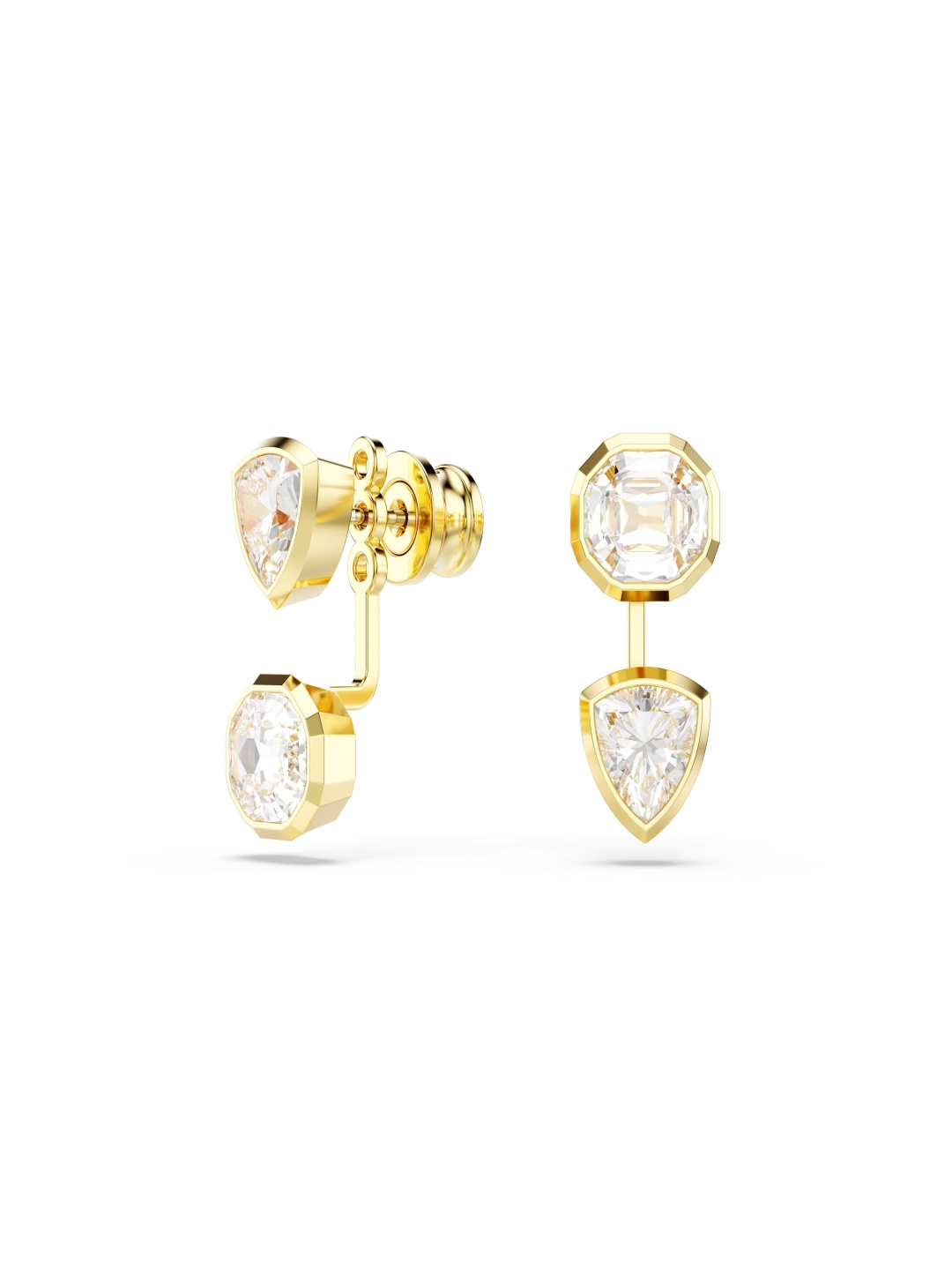 

SWAROVSKI Gold-Plated Crystals Stone Studded Contemporary Shaped Studs