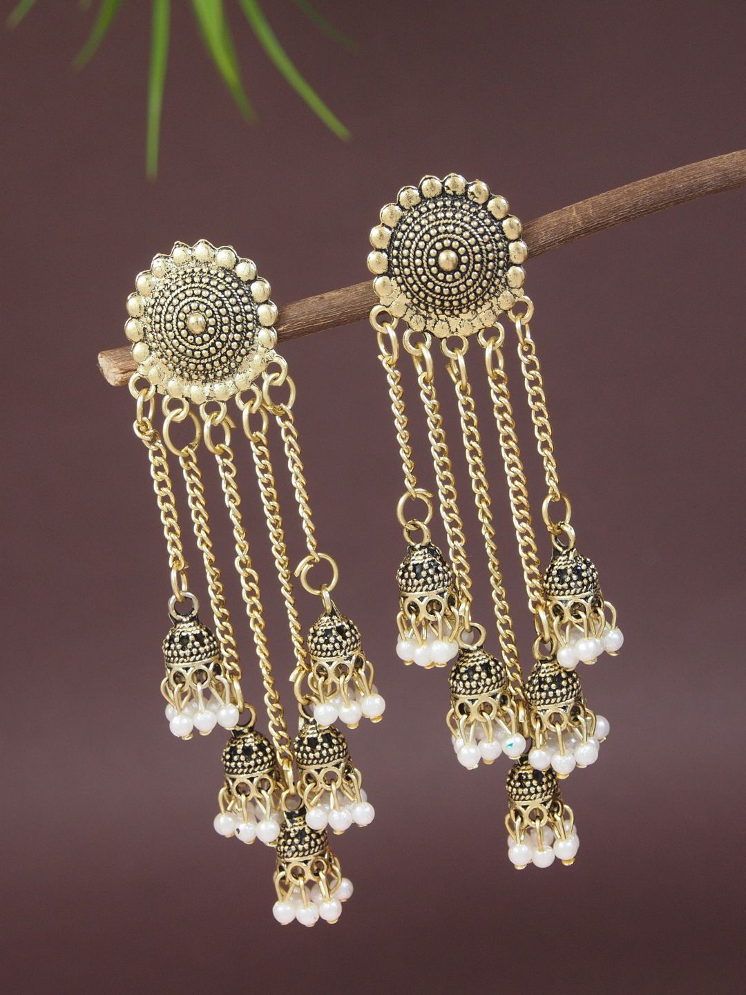 

I Jewels Contemporary Jhumkas Earrings, Gold