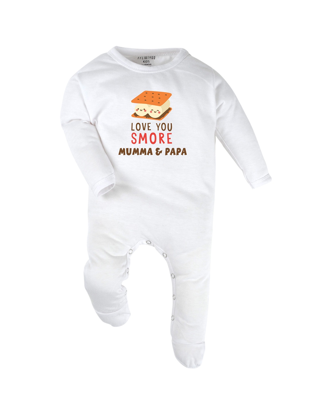 

FFLIRTYGO Infants Valentine Day Printed Cotton Sleepsuit, White