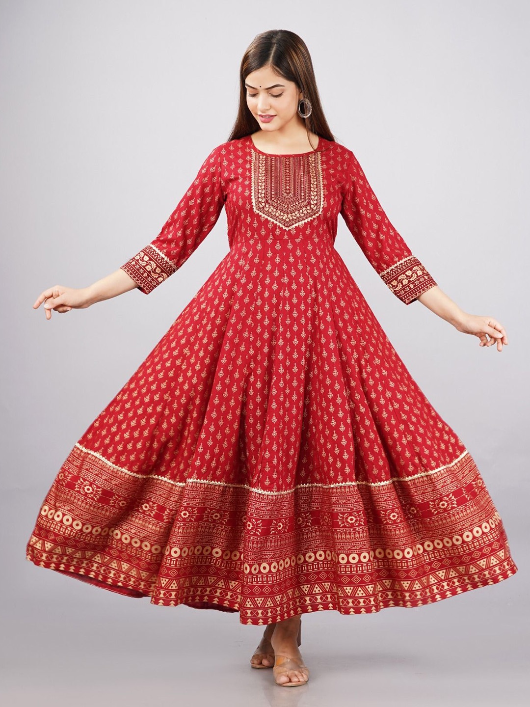 

Pristyle Ethnic Motifs Woven Design Gotta Patti Anarkali Kurta, Maroon