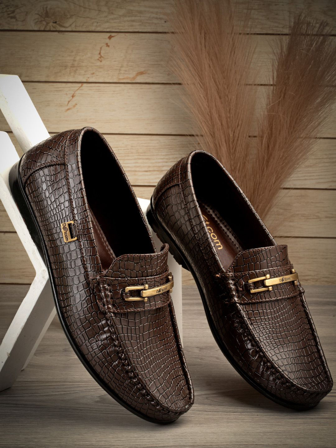 

Action Men Textured Slip-On Loafers, Brown